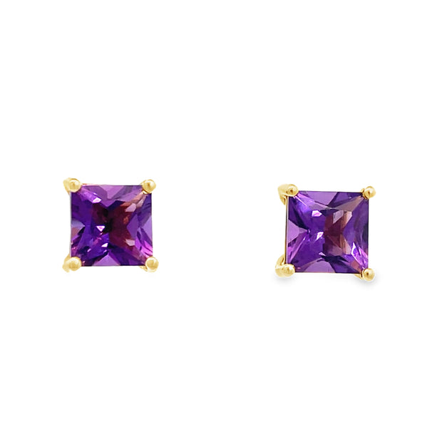 14 Karat Yellow Gold Amethyst Earrings