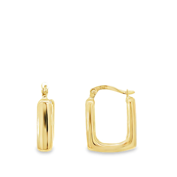 14 Karat Yellow Gold Square Hoop Earrings